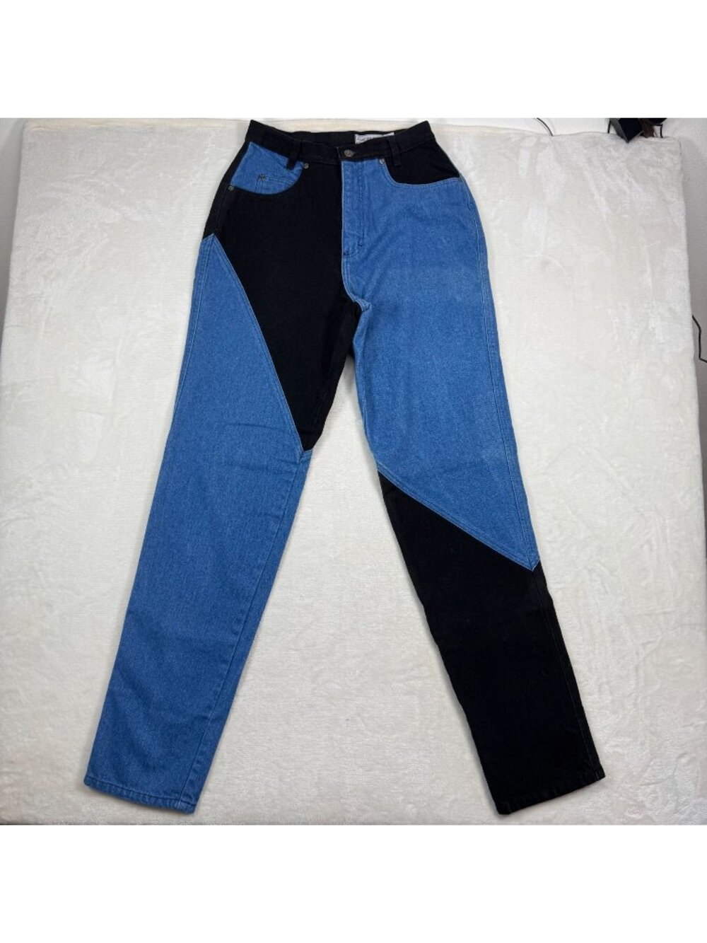 Vintage Quarterhorse Bar None Black Blue Colorblock Bareback Jeans Size 11 High